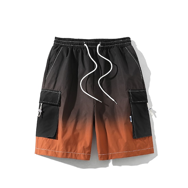 

Men's Chic Modern Cargo Shorts Knee Length Pants Gradient Mid Waist Green Blue Orange Yellow S M L XL XXL