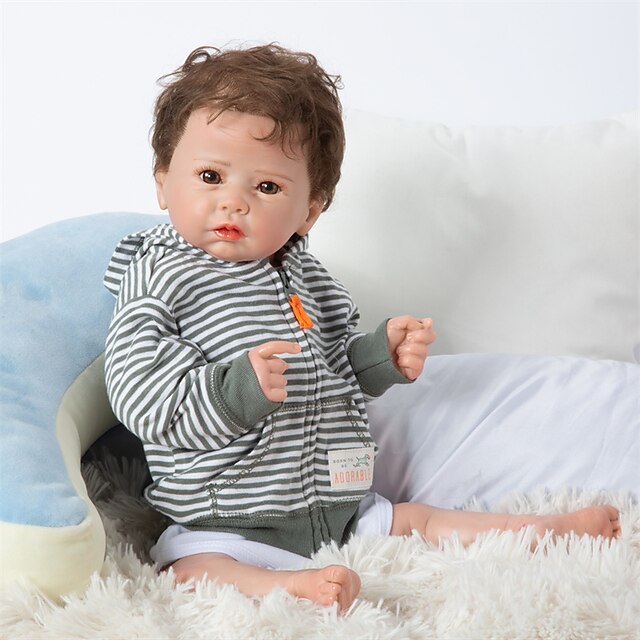 

Realistic Looking 19inch 48cm Reborn Toddler Soft Silicone Bebe Doll Reborn Princess Long Hair Doll Toy for Ages 3