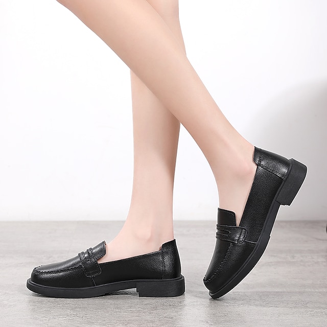 Women's Loafers Lolita Work Daily Solid Colored Chunky Heel Round Toe ...