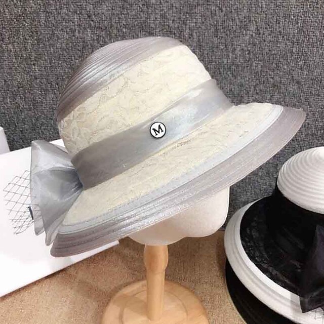 

Elegant Fashion Basketwork Hats with Pearls / Cascading Ruffles / Tulle 1pc Wedding Headpiece