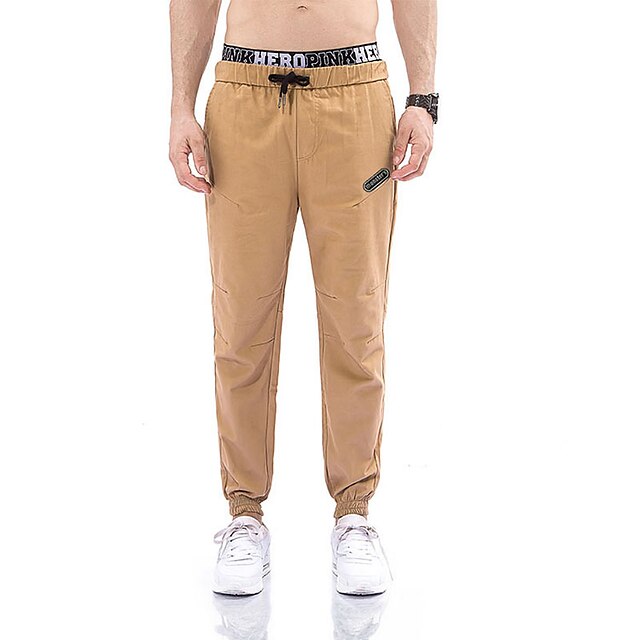 

Men's Chic Modern Chinos Full Length Pants Casual Solid Colored Cotton Blend Mid Waist Khaki S M L XL XXL