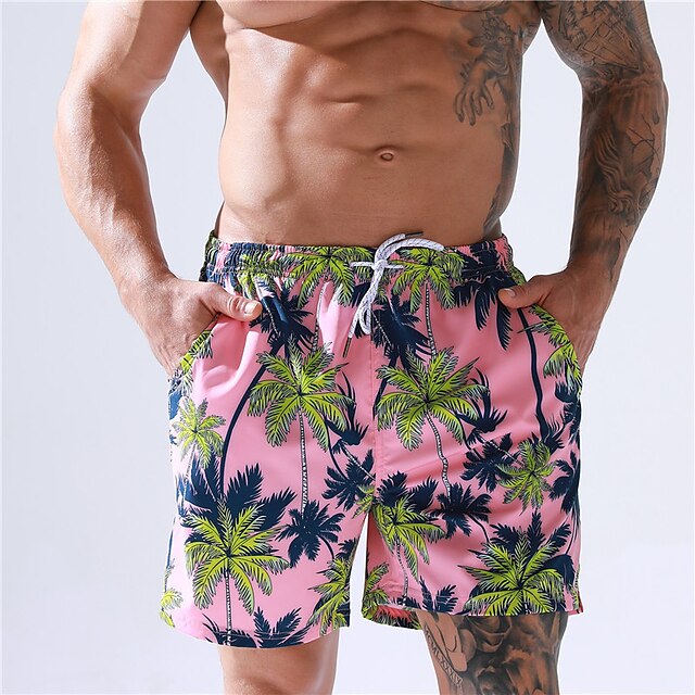 

Men's Classic Style Casual / Sporty Shorts Board Shorts Beach Shorts Drawstring Short Pants Sports Outdoor Daily Tree Comfort Quick Dry Mid Waist Pink S M L XL XXL