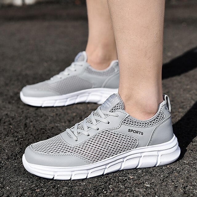 

Men's Sneakers Casual Daily Walking Shoes Mesh Black and White Black Light Grey Fall Spring