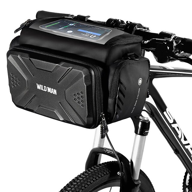 Sports & Outdoors Cycling | WILD MAN 4 L Bike Handlebar Bag Waterproof Portable Quick Dry Bike Bag PU Leather TPU EVA Bicycle Ba