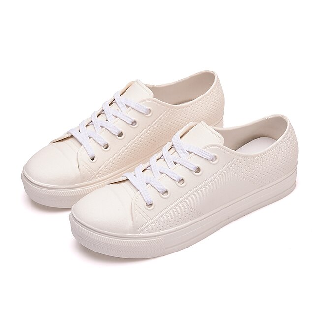 

Women's Sneakers Lace-up Flat Heel Round Toe Casual Daily Outdoor PVC Lace-up Spring Summer White Black