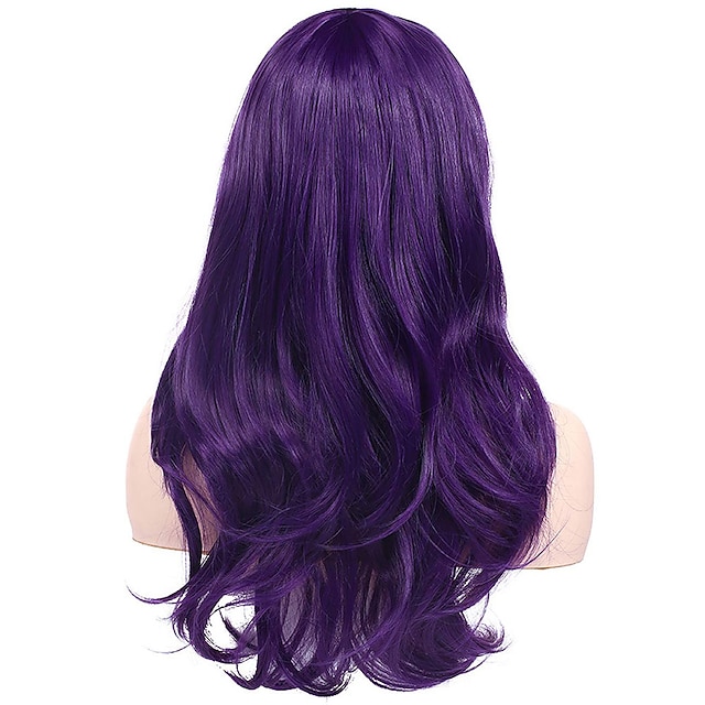 Beauty & Hair Wigs & Hair Pieces | Dark Purple Wigs Long Wig Big Wave Heat Resistant Synthetic Straight Hair with Bangs for Fema