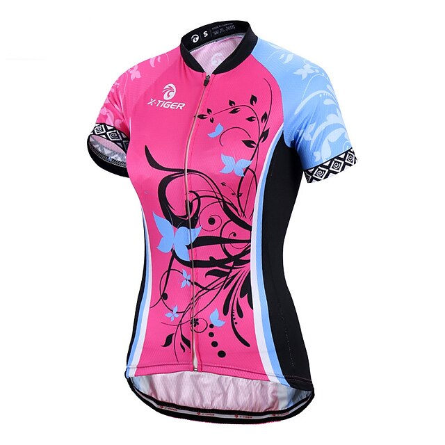 

Women's Short Sleeve Cycling Jersey Summer Spandex Pink Butterfly Floral Botanical Bike Top Mountain Bike MTB Road Bike Cycling Quick Dry Moisture Wicking Sports Clothing Apparel / Athleisure