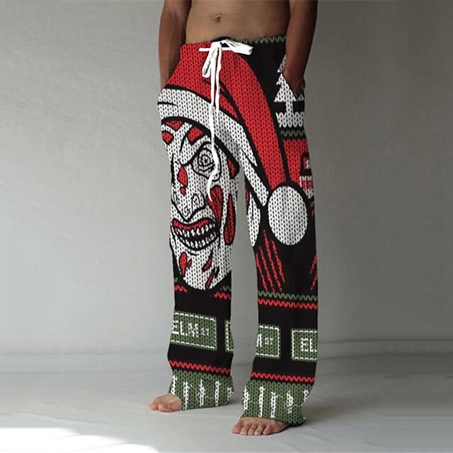 

Men's Fashion Streetwear Straight Baggy Beach Pants 3D Print Elastic Drawstring Design Front Pocket Pants Casual Daily Cartoon Graphic Prints Comfort Soft Mid Waist Red S M L XL XXL