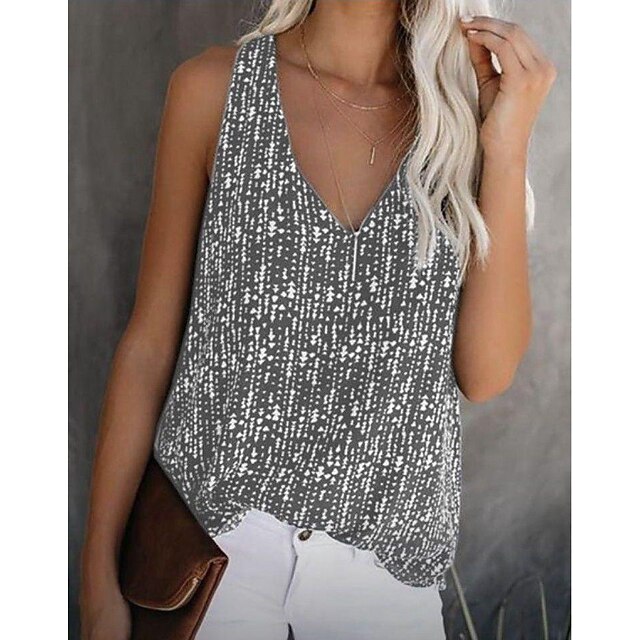 Canikat, camisetas sin mangas sexis de verano con cuello en V para mujer,  top de tirantes halter con estampado bonito, blusa informal suelta de gasa  sin mangas, camisas para chicas adolescentes, 9039986