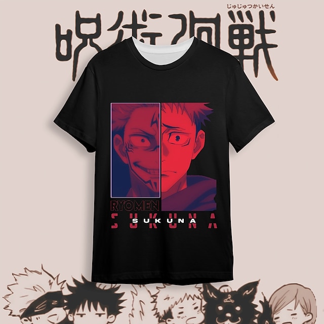  Ryomen Sukuna T-shirt Tecknat Manga Anime 3D Harajuku Grafisk Söt Till Par Herr Dam Vuxna Tillbaka till Skolan 3D-utskrift