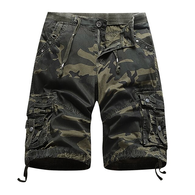 

Men's Chic Modern Athletic Shorts Knee Length Pants Casual Daily Camouflage Cotton Blend Mid Waist Light Green Army Green Dark Gray 29 30 32 34 36
