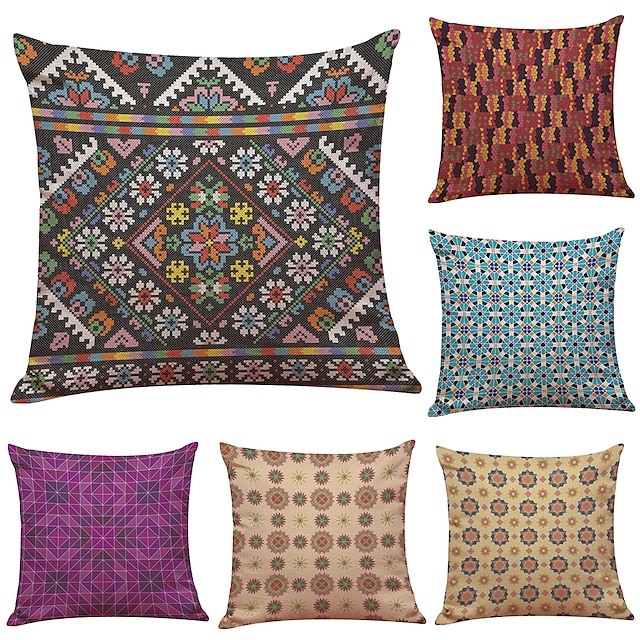 

Mosaic Double Side Cushion Cover 6PC Soft Decorative Square Throw Pillow Cover Cushion Case Pillowcase for Bedroom Livingroom Superior Quality Machine Washable Indoor Cushion for Sofa Couch Bed Chair