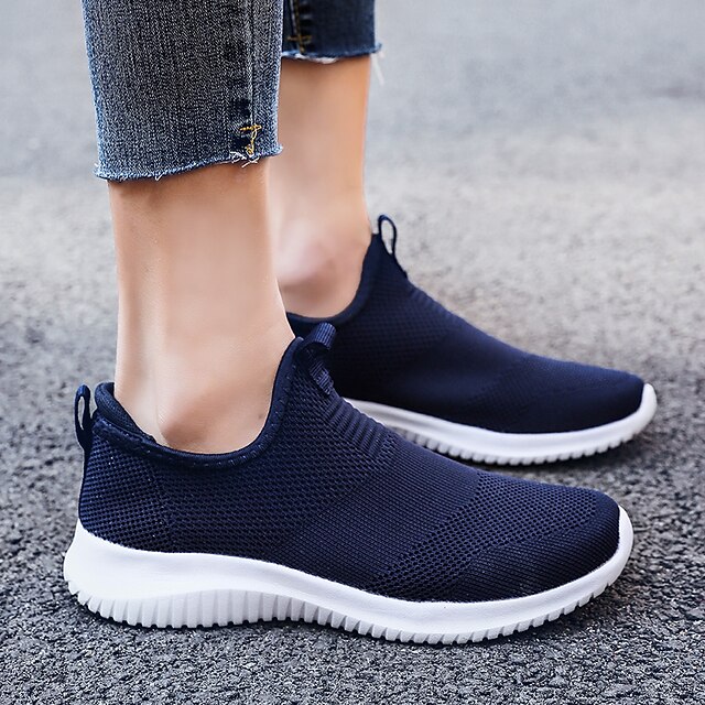 

Unisex Loafers Slip-Ons Flyknit Shoes Casual Daily Walking Shoes Tissage Volant Black and White Black Gray Fall Spring