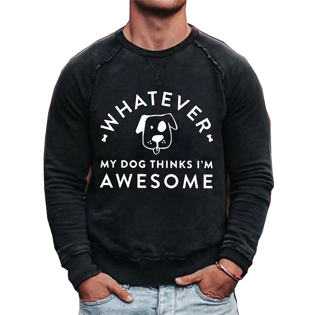 

Men's Sweatshirt Pullover Dog Graphic Letter Print Sports Outdoor Casual Daily Hot Stamping Basic Casual Hoodies Sweatshirts White Black Gray
