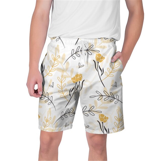 

Men's Streetwear Hawaiian Shorts Beach Shorts 3D Print Elastic Drawstring Design Short Pants Casual Daily Plants Graphic Breathable Soft Mid Waist White Gray Red Brown S M L XL XXL