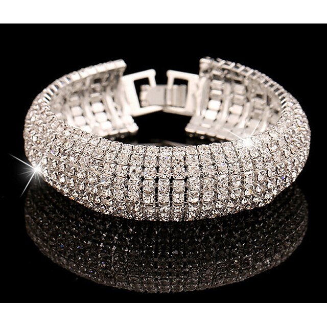 Pulsera de diamantes de imitación para mujer, pulsera de aleación de