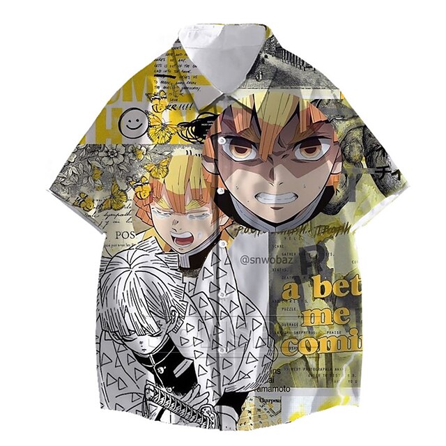 

Inspired by Demon Slayer: Kimetsu no Yaiba Agatsuma Zenitsu Kamado Tanjiro Cartoon Manga Terylene Anime Harajuku Graphic Kawaii Top For Men's
