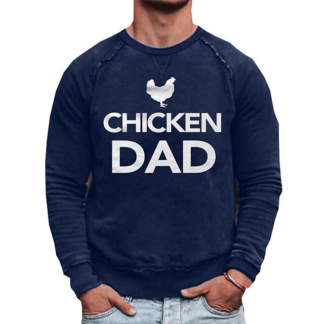 

Men's Sweatshirt Pullover Graphic Chicken Letter Print Sports Outdoor Casual Daily Hot Stamping Basic Casual Hoodies Sweatshirts Blue White Black