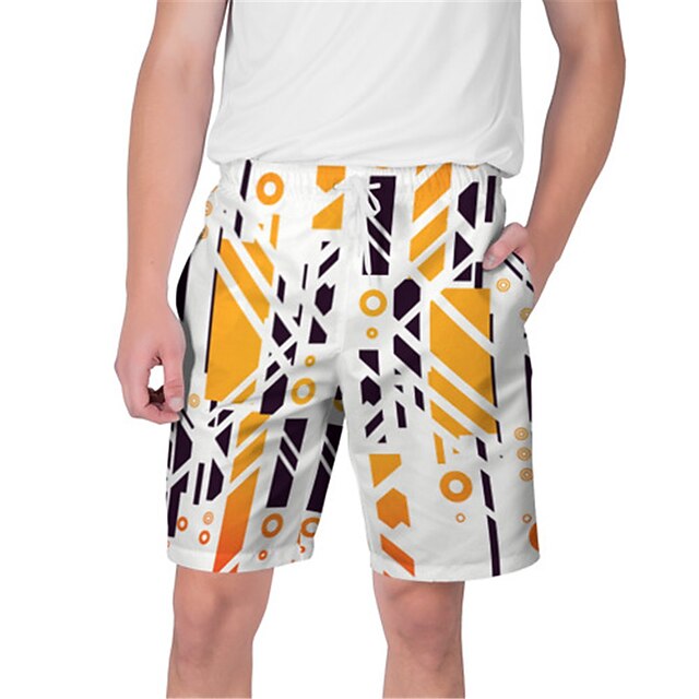 

Men's Streetwear Hawaiian Shorts Beach Shorts 3D Print Elastic Drawstring Design Short Pants Casual Daily Graphic Geometry Breathable Soft Mid Waist Blue Gray Rainbow Yellow S M L XL XXL