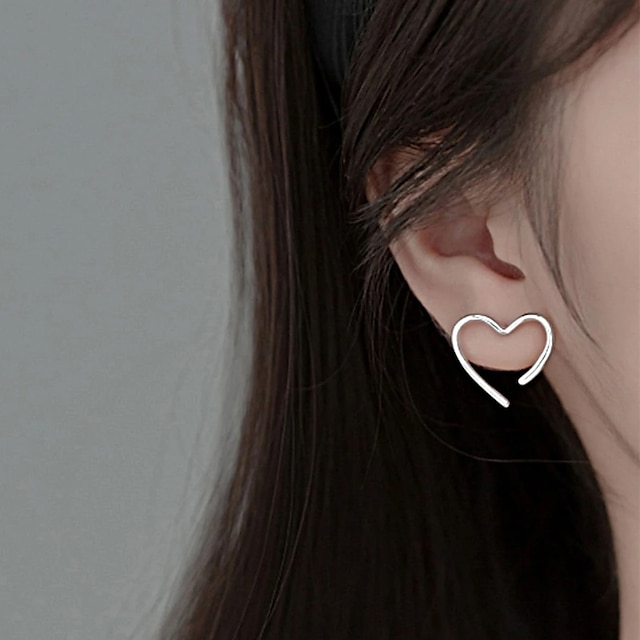 Shoes & Bags Fashion Accessories | 1 Pair of Fashionable and Simple Heart-shaped Earrings - HJ68804