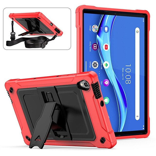 

Tablet Case Cover For Lenovo Tab M10 HD Waterproof Shoulder Strap Shockproof Solid Colored TPU