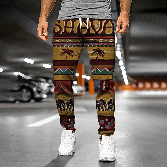 

Men's Designer Casual / Sporty Jogger Sweatpants Trousers 3D Print Elastic Drawstring Design Pants Daily Leisure Sports Micro-elastic Graphic Coconut Tree Breathable Soft Mid Waist Brown S M L XL XXL