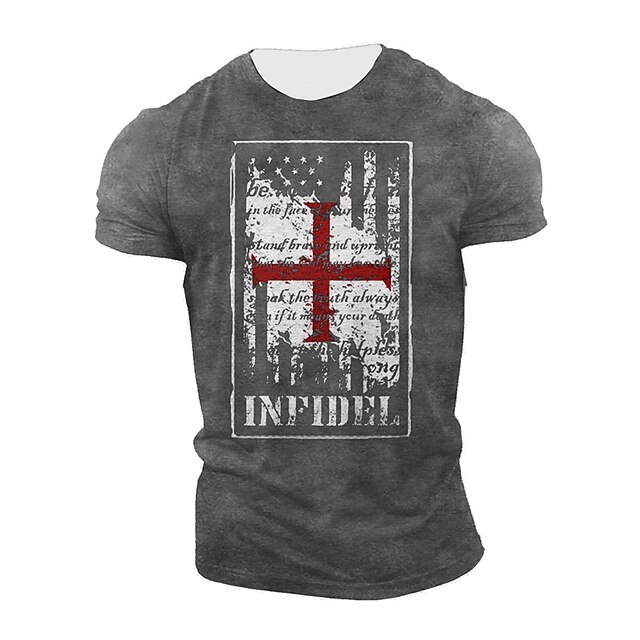 

Men's Unisex T shirt 3D Print Graphic Prints Cross Crew Neck Street Daily Print Short Sleeve Tops Casual Designer Big and Tall Sports Black Gray Army Green