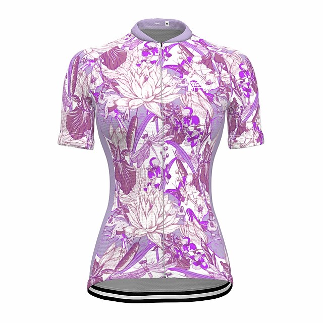 

21Grams Women's Short Sleeve Cycling Jersey Summer Spandex Purple Floral Botanical Bike Top Mountain Bike MTB Road Bike Cycling Quick Dry Moisture Wicking Sports Clothing Apparel / Stretchy