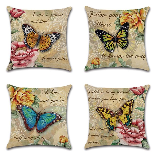 

Farm House Double Side Cushion Cover 4PC Soft Decorative Square Throw Pillow Cover Cushion Case Pillowcase for Bedroom Livingroom Superior Quality Machine Washable Indoor Cushion for Sofa Couch Bed Chair
