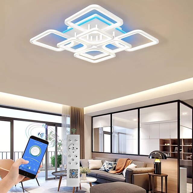 luz de techo de acrílico regulable led 5 cabezas 8 cabezas lámpara de techo con aplicación de luz de fondo conexión bluetooth / control remoto adecuado para dormitorio sala de estar oficina habitación