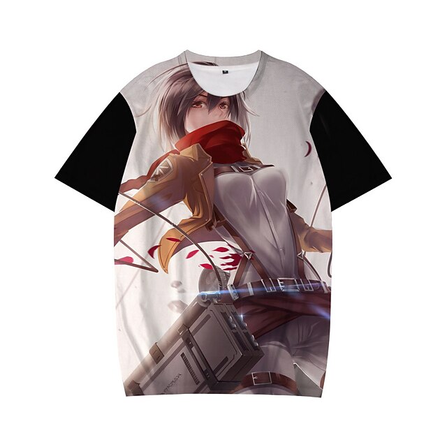 

Inspired by Attack on Titan Mikasa Ackerman T-shirt Cartoon 100% Polyester Anime Harajuku Graphic Kawaii T-shirt For Men's / Women's / Couple's