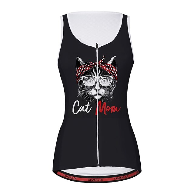 

21Grams Women's Sleeveless Cycling Vest Summer Spandex Black Cat Bike Top Mountain Bike MTB Road Bike Cycling Quick Dry Moisture Wicking Sports Clothing Apparel / Stretchy / Athleisure