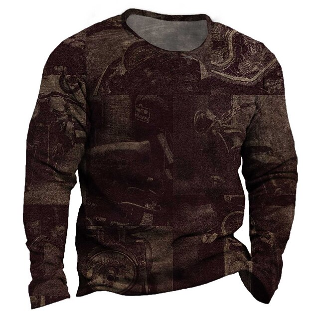 

Men's Unisex Sweatshirt Pullover Graphic Prints Motorcycle Print Daily Sports 3D Print Casual Vintage Hoodies Sweatshirts Coffee