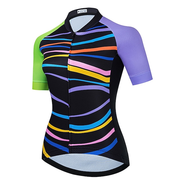 

21Grams Women's Short Sleeve Cycling Jersey Summer Spandex Black Stripes Bike Top Mountain Bike MTB Road Bike Cycling Quick Dry Moisture Wicking Sports Clothing Apparel / Stretchy / Athleisure