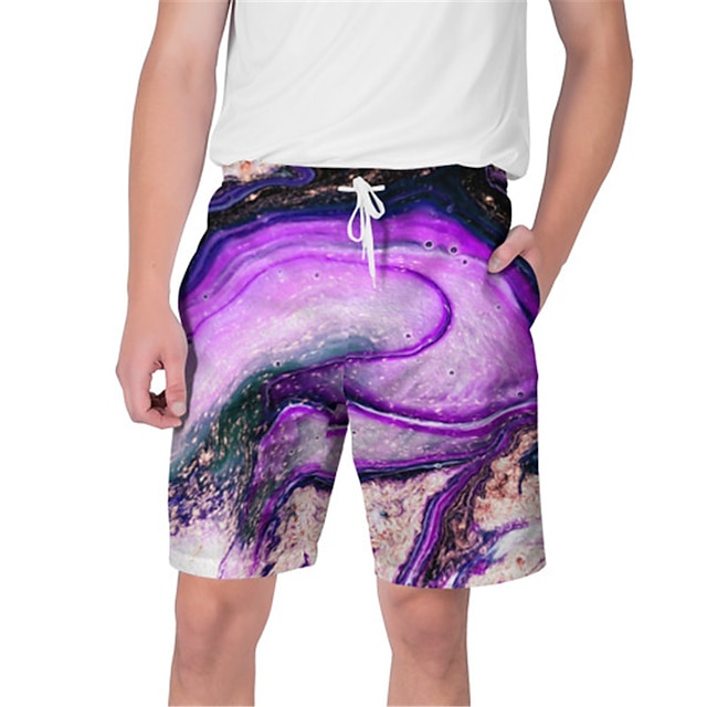 

Men's Streetwear Hawaiian Shorts Beach Shorts 3D Print Elastic Drawstring Design Short Pants Casual Daily Galaxy Graphic Breathable Soft Mid Waist Gradient purple Blue Purple Navy Blue S M L XL XXL