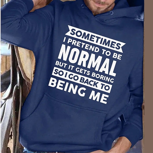 

Men's Pullover Hoodie Sweatshirt Graphic Letter Print Sports Outdoor Casual Daily Hot Stamping Basic Casual Hoodies Sweatshirts Blue White Black