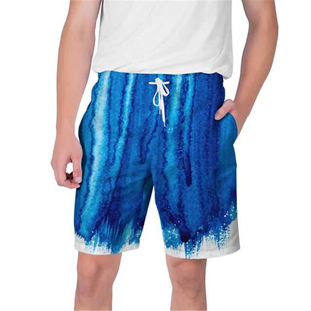 

Men's Streetwear Hawaiian Shorts Beach Shorts 3D Print Elastic Drawstring Design Short Pants Casual Daily Graphic Stripe Breathable Soft Mid Waist Blue Royal Blue S M L XL XXL