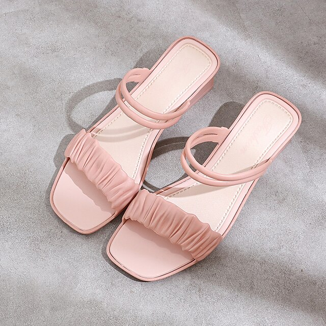 

Women's Sandals Puffy Sandals Low Heel Round Toe Open Toe Casual Daily PVC Loafer Spring Summer Solid Colored Black Pink Khaki