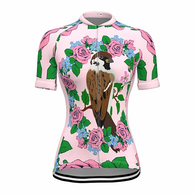 

21Grams Women's Short Sleeve Cycling Jersey Summer Spandex Pink Floral Botanical Bird Bike Top Mountain Bike MTB Road Bike Cycling Quick Dry Moisture Wicking Sports Clothing Apparel / Stretchy