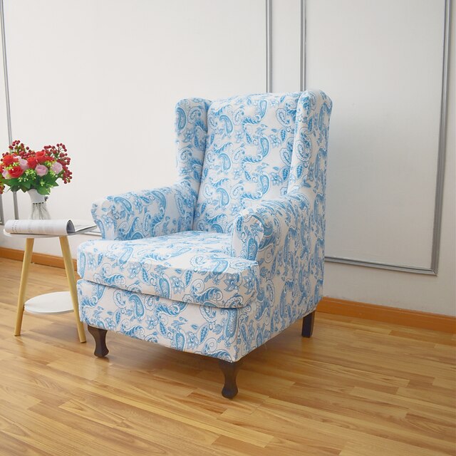 

Stretch Wingback Chair Cover Flora Wing Chair Slipcovers with Seat Cushion Cover Armchair Covers with Elastic Bottom for Living Room Bedroom Decor