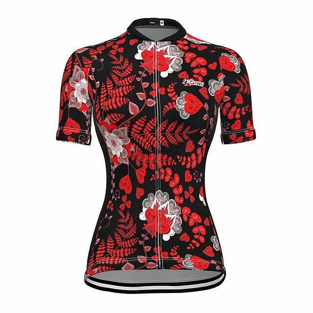 

21Grams Women's Short Sleeve Cycling Jersey Summer Spandex Red Floral Botanical Bike Top Mountain Bike MTB Road Bike Cycling Quick Dry Moisture Wicking Sports Clothing Apparel / Stretchy