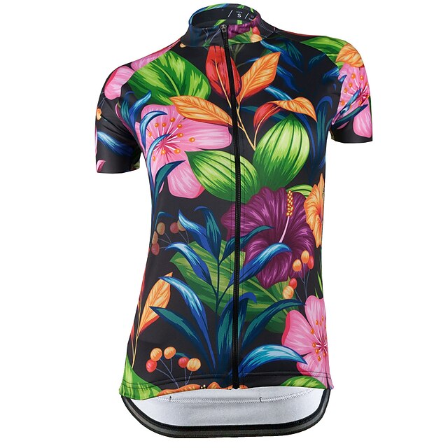 

21Grams Women's Short Sleeve Cycling Jersey Summer Spandex Green Floral Botanical Bike Top Mountain Bike MTB Road Bike Cycling Quick Dry Moisture Wicking Sports Clothing Apparel / Stretchy
