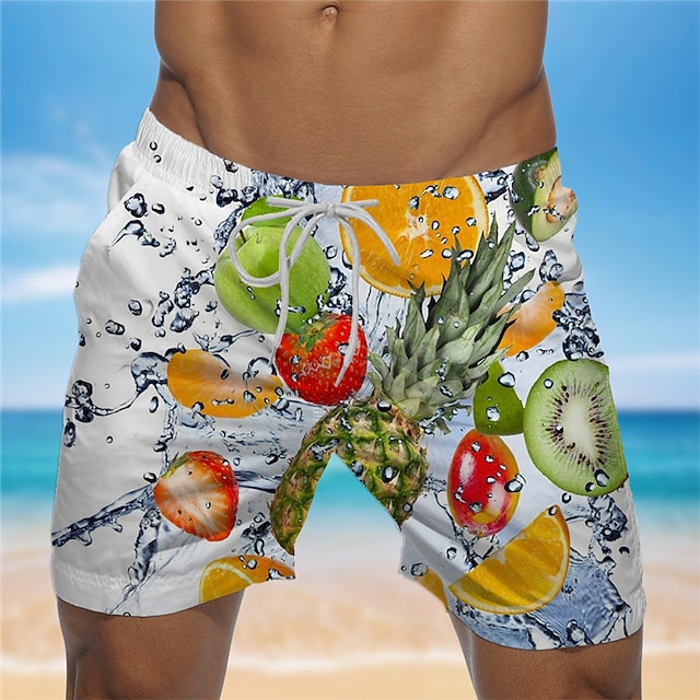 

Men's Designer Streetwear Shorts Beach Shorts 3D Print Elastic Drawstring Design Short Pants Casual Daily Micro-elastic Graphic Fruit Breathable Soft Mid Waist White S M L XL XXL