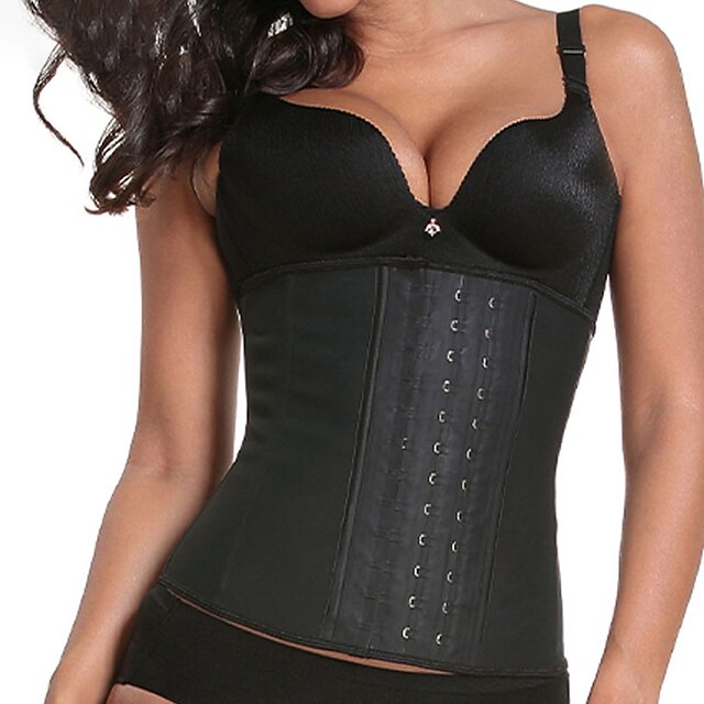 

Corset Women's Corsets Comfortable Sport Underbust Corset Backless Tummy Control Basic Pure Color Hook Eye Latex Polyester Party Evening Walking Spring Summer Black Beige