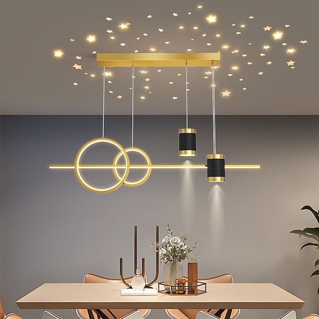  led pendel enkel moderne lysekrone designer projektion stjerne måne lys restaurant bord bar
