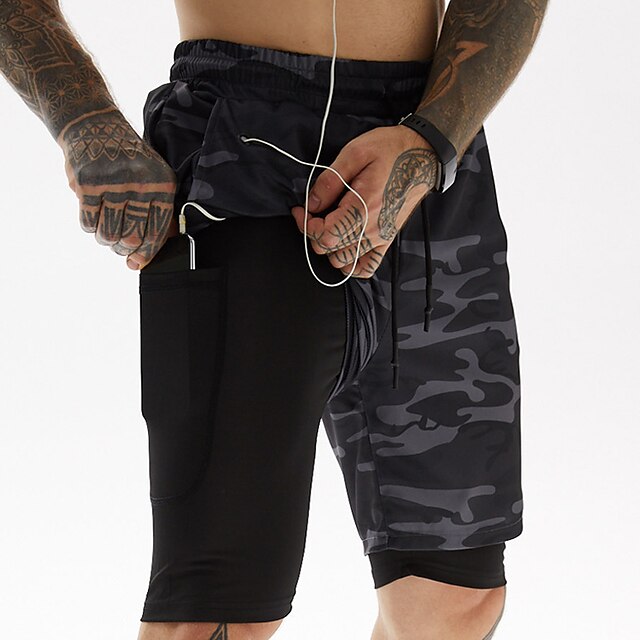 

Men's Chic Modern Casual / Sporty Shorts Knee Length Pants Daily Gym Micro-elastic Camouflage Mid Waist White Black M L XL XXL 3XL