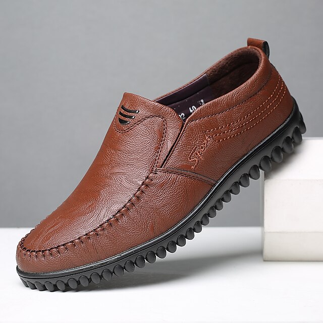 

Men's Loafers Slip-Ons Classic British Daily Office Career PU Booties / Ankle Boots Black Brown Fall Spring