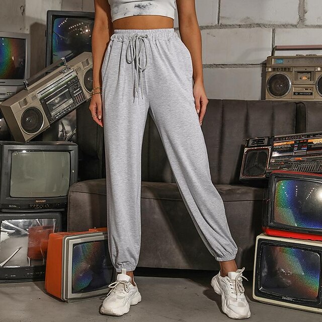 Pantalones de jogging casuales sueltos con cordón para mujer, pantalones de  yoga para correr, ropa deportiva con cordones y bolsillos, gris 9019550  2022 – $16.49