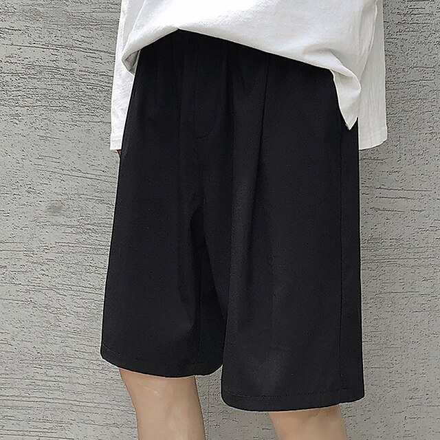 

Men's Stylish Athletic Straight Shorts Elastic Waist Knee Length Pants Casual Daily Micro-elastic Solid Color Comfort Breathable Mid Waist Black Khaki Dark Gray M L XL XXL 3XL