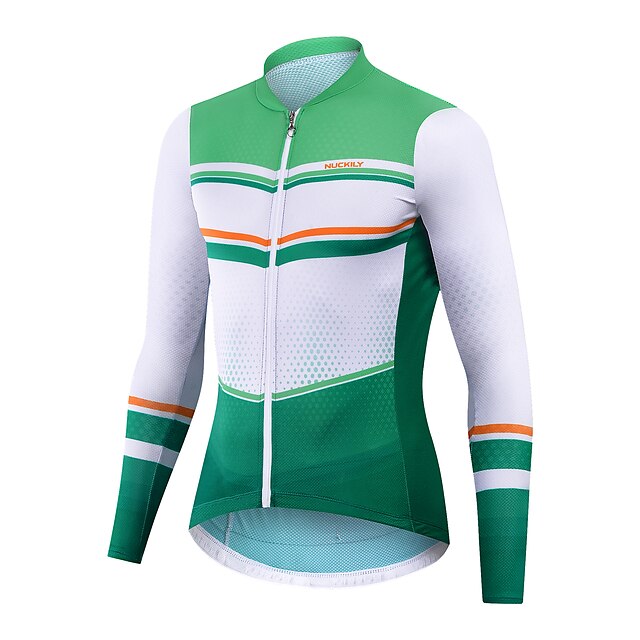 

Nuckily Women's Long Sleeve Cycling Jersey Spandex Green Stripes Color Block Bike Top Mountain Bike MTB Road Bike Cycling Quick Dry Moisture Wicking Sports Clothing Apparel / Stretchy / Athleisure